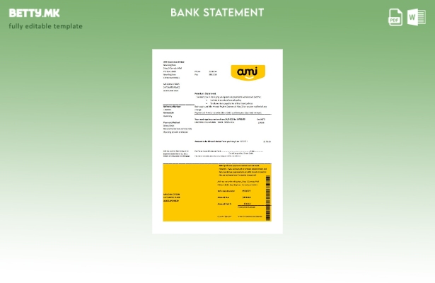 модерен стил Нов Зеланд Ami Insurance Limited шаблон ексел за извод од банка